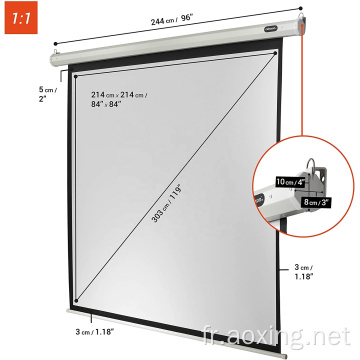 Écran de projecteur automatisé 220x220cm Écran de projection HD 4K